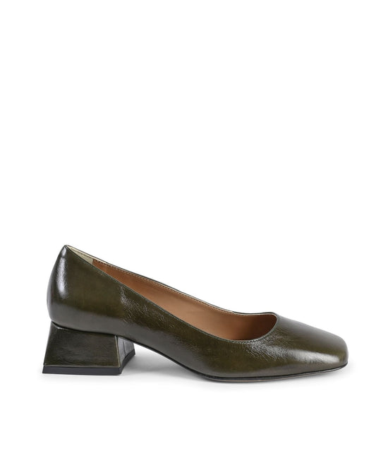 19V69 Italia Women's Green Leather Heeled Ballerina Flats - Sofia Naplack Verde Bottiglia - Style Queenz