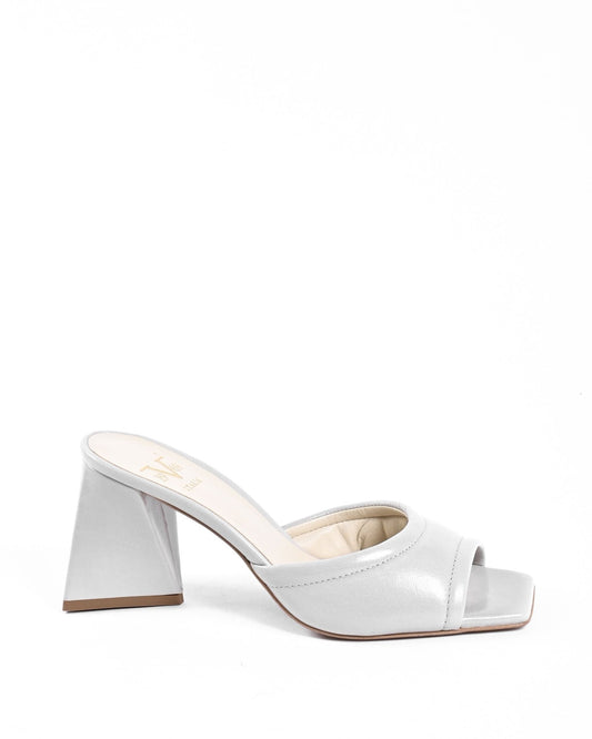 19V69 Italia Women's Light Grey Kid Leather Sandals - 8cm Heel - SIMONA PERLA Style - Made in Italy - Style Queenz
