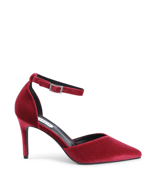 19V69 Italia Women's Red Ankle Strap Pumps F0110 - Italian Designer Heels 8cm - Style Queenz
