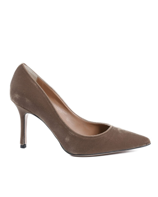 19V69 Italia Women's Taupe Velvet Pump Heels - 8.5cm Heel - DEC85 VELLUTO OCRA - Style Queenz