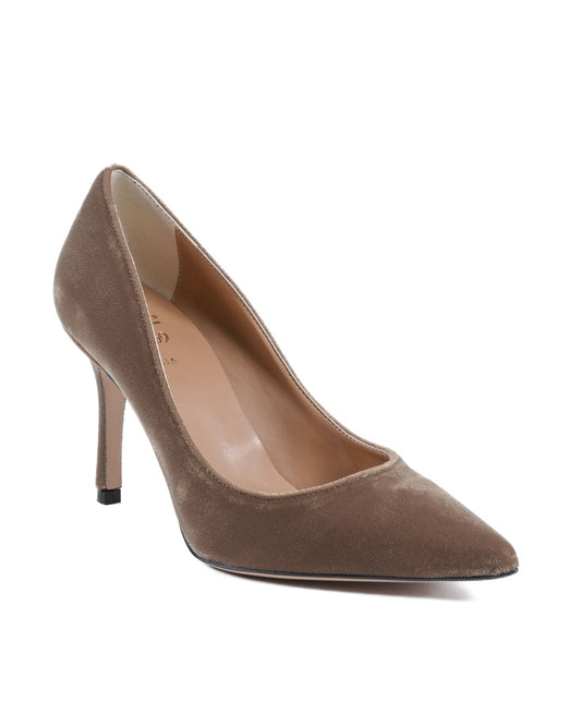 19V69 Italia Women's Taupe Velvet Pump Heels - 8.5cm Heel - DEC85 VELLUTO OCRA - Style Queenz