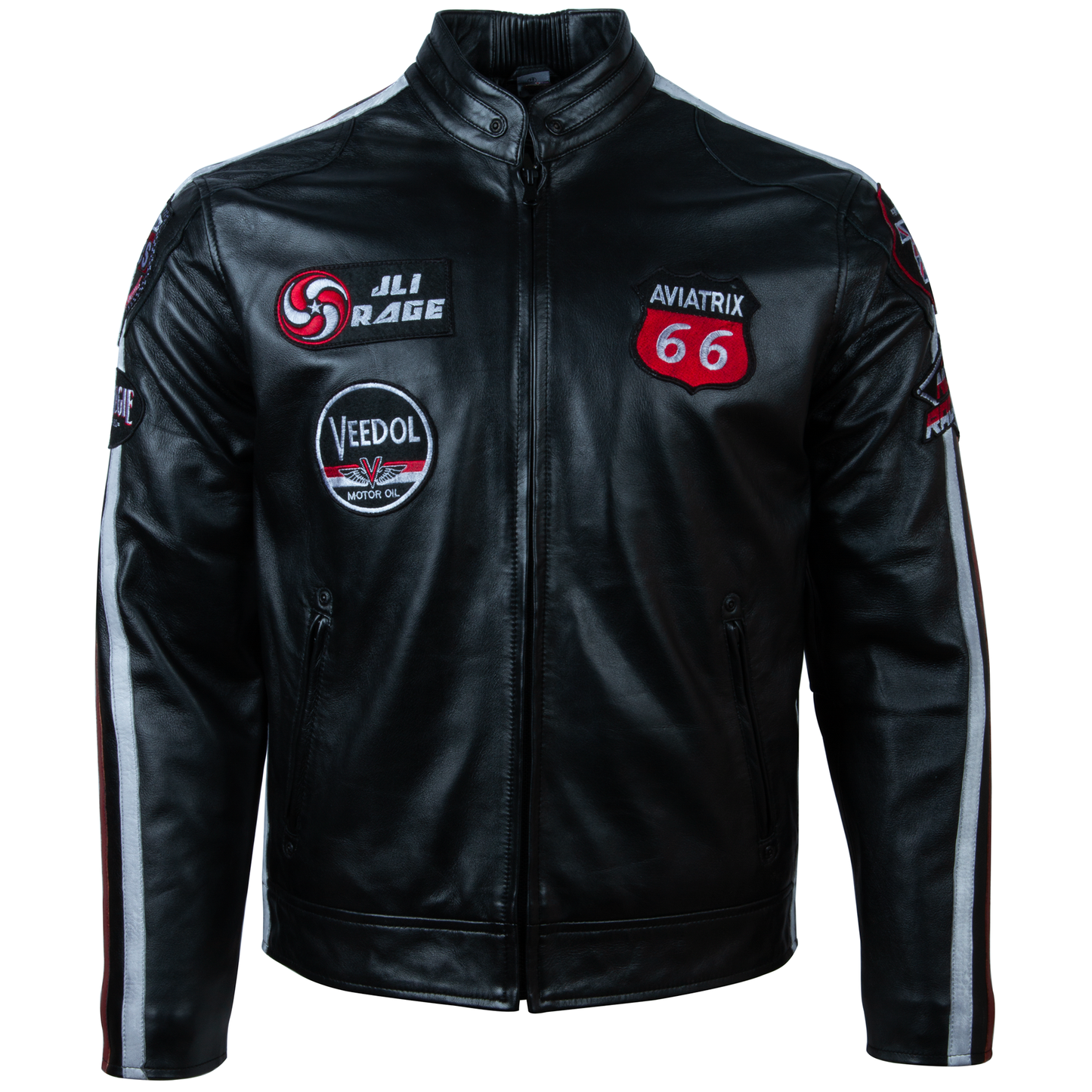 Men's Black Racing Biker Jacket - Sheepskin Leather