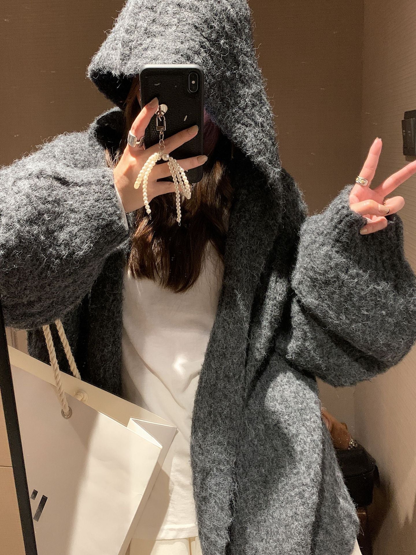 Women's Hooded Cardigan Sweater - Retro Style