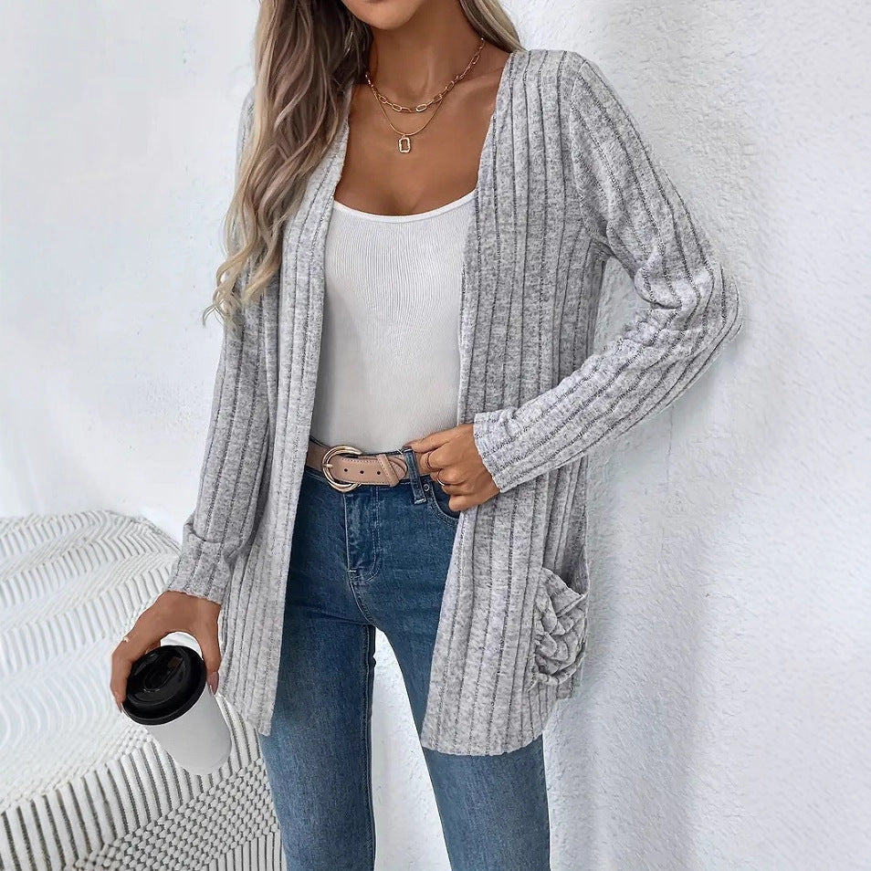 Women's Long Sleeve Cardigan with Pockets