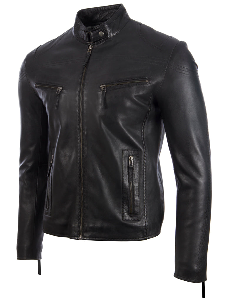 Men's Designer Biker Jacket | Genuine Leather Black