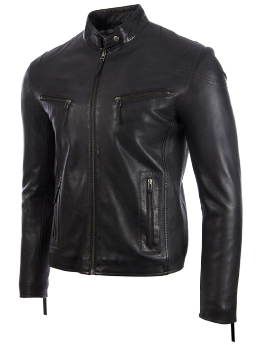 Men's Designer Biker Jacket | Genuine Leather Black