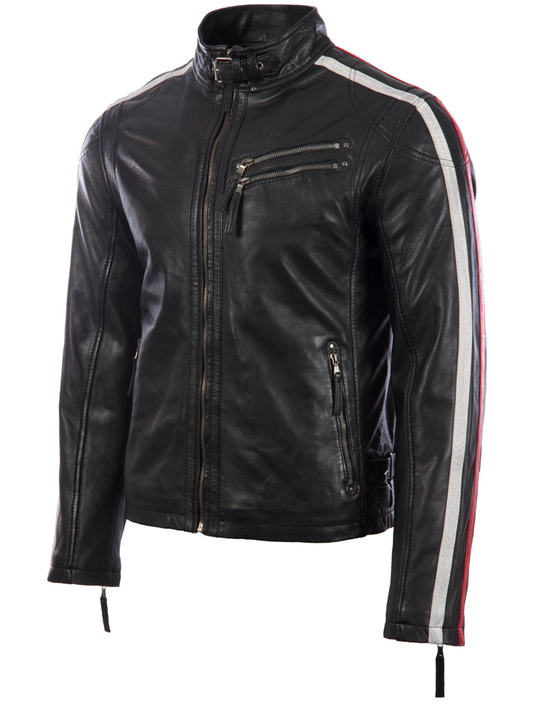 Men's Racing Biker Jacket | Genuine Leather Black