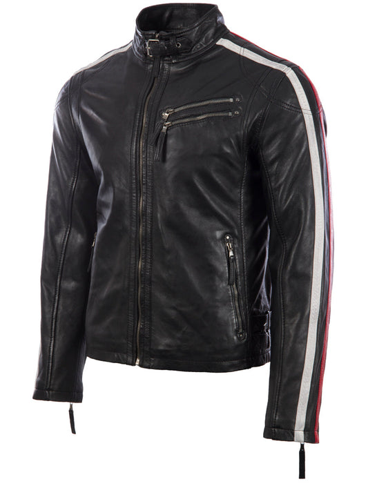 Men's Racing Biker Jacket | Genuine Leather Black