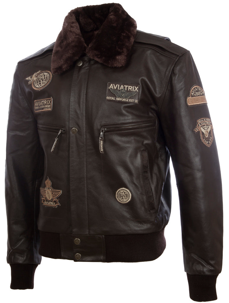 Men's Brown Leather Air Force Bomber Jacket