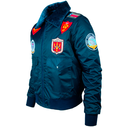 Men's Navy Aviator Bomber Jacket - Patch Badges