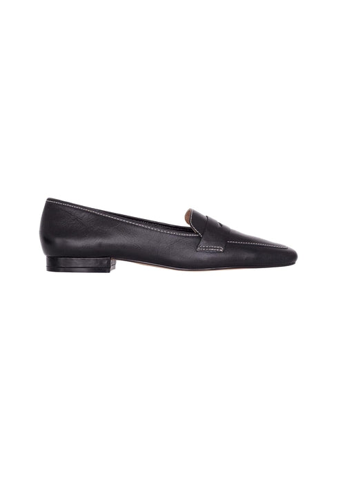 Black loafer shoe on a white background