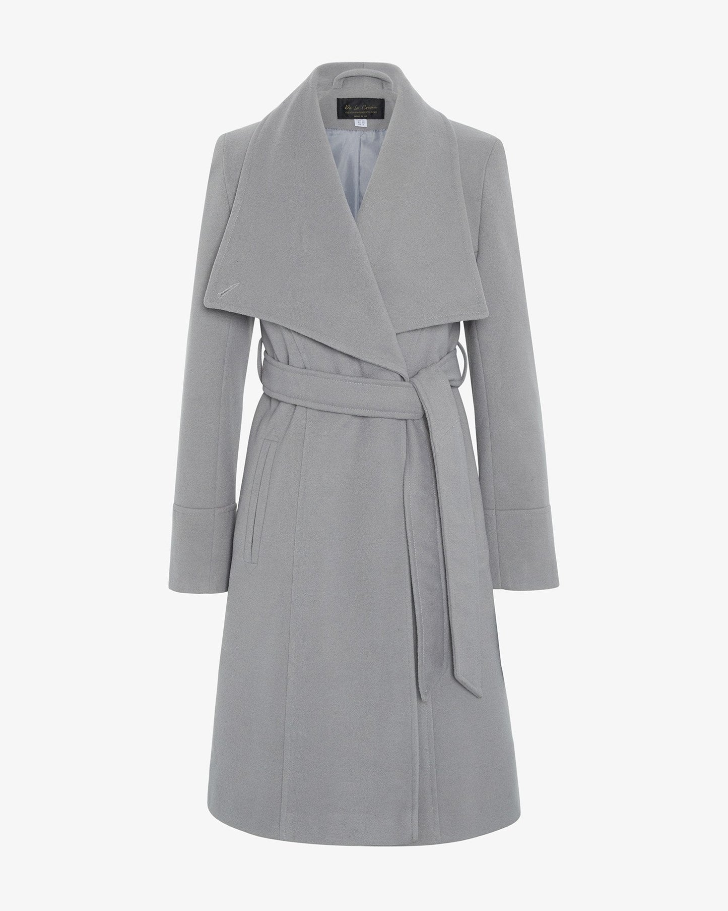Gray coat with a belt on a white background