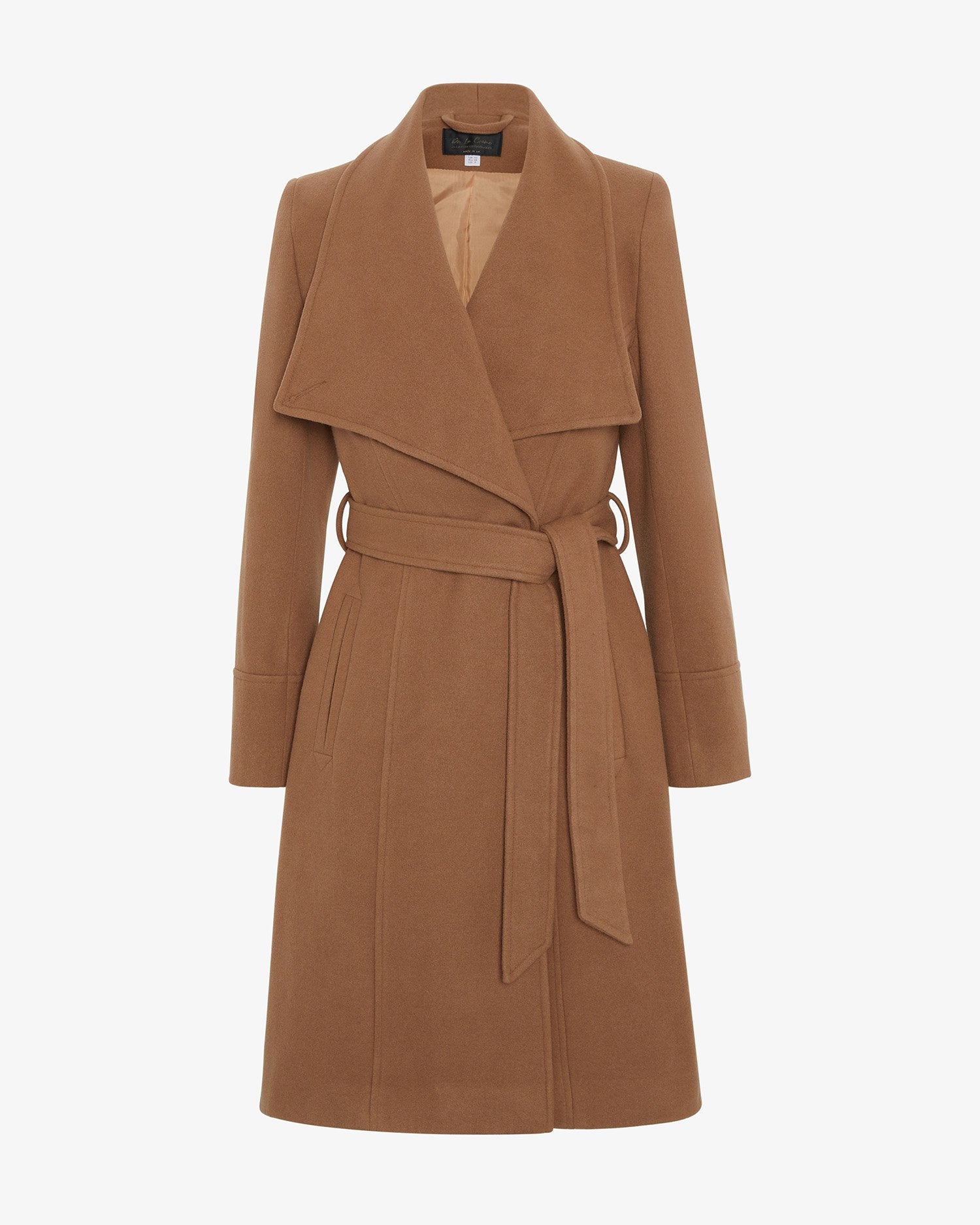 Brown coat with a belt on a white background