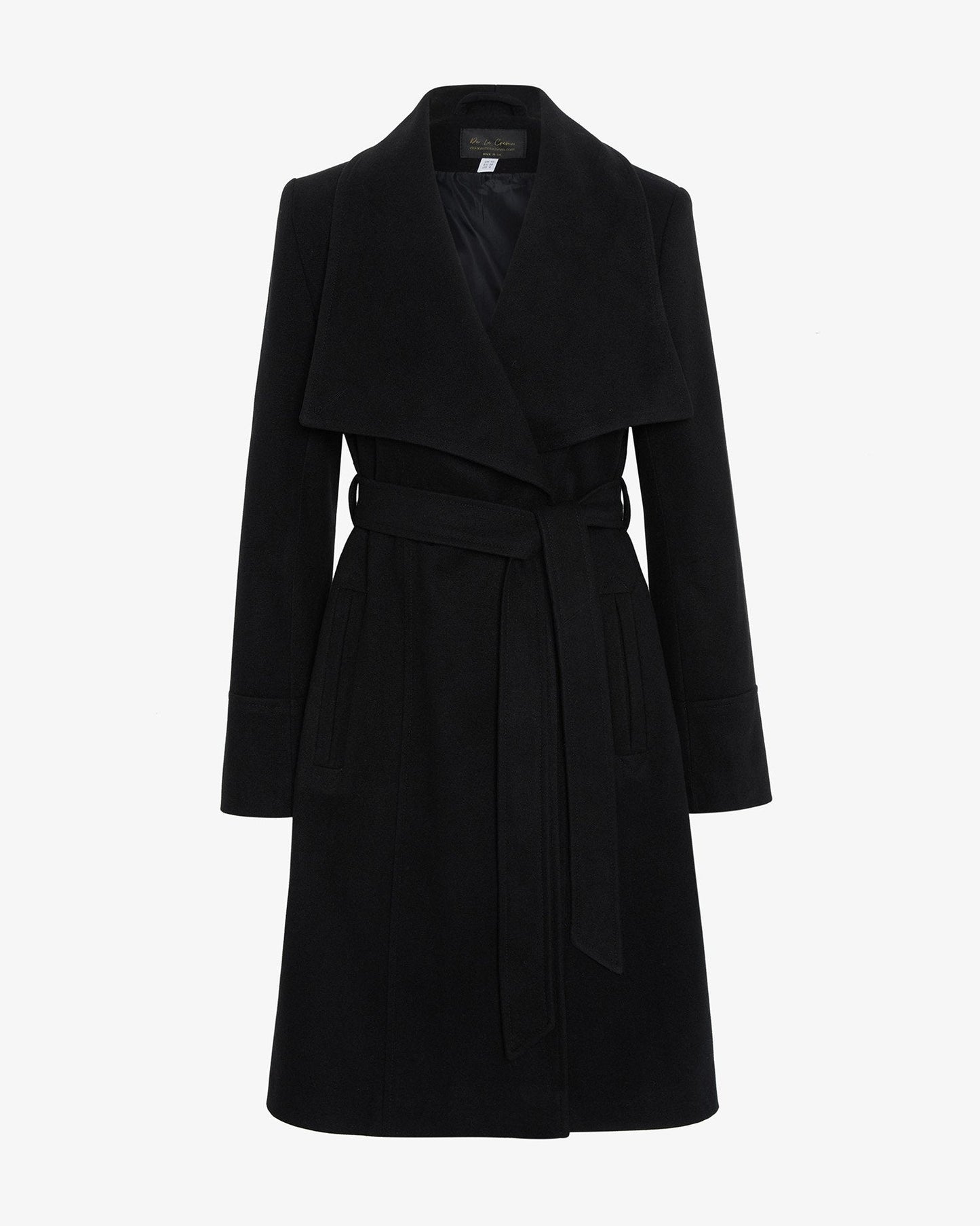 Black coat with a belt on a white background