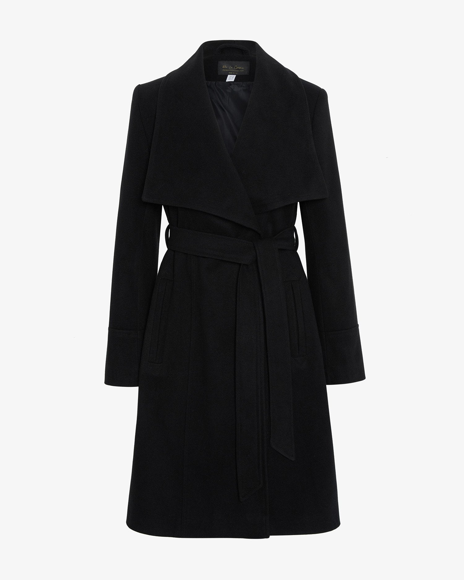 Black coat with a belt on a white background