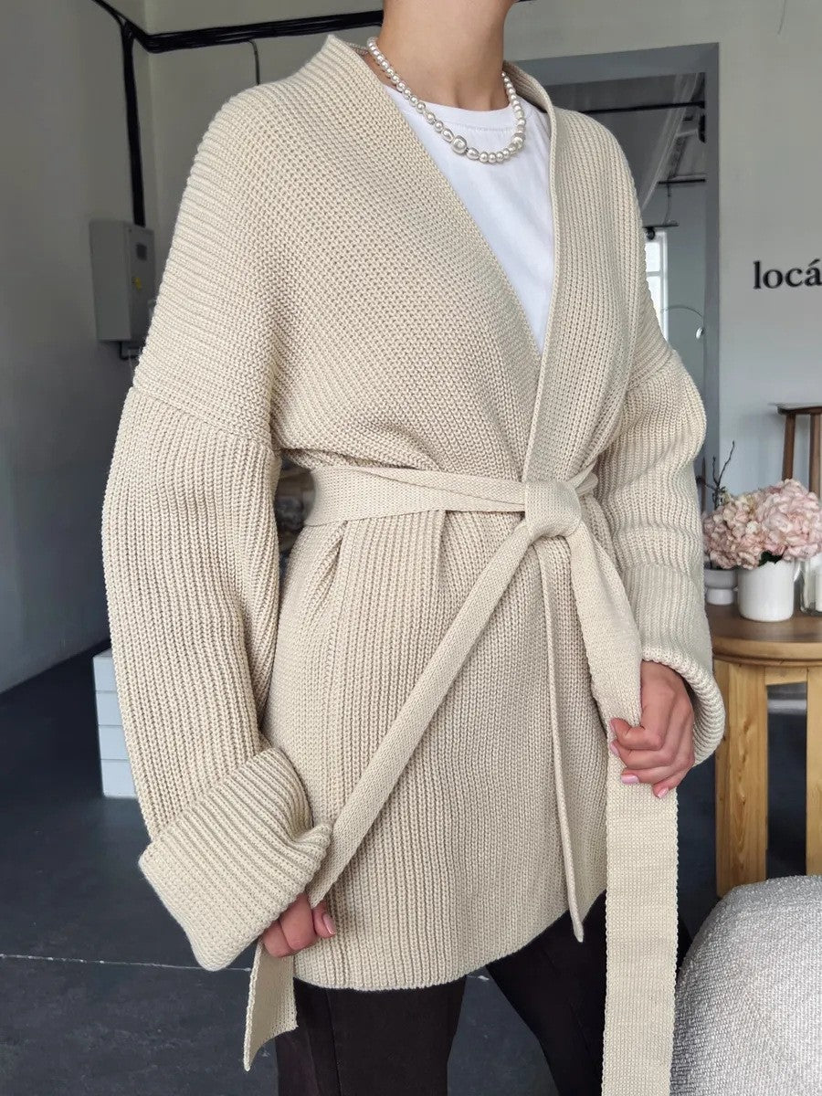 Women's Belted Knitted Cardigan Jacket
