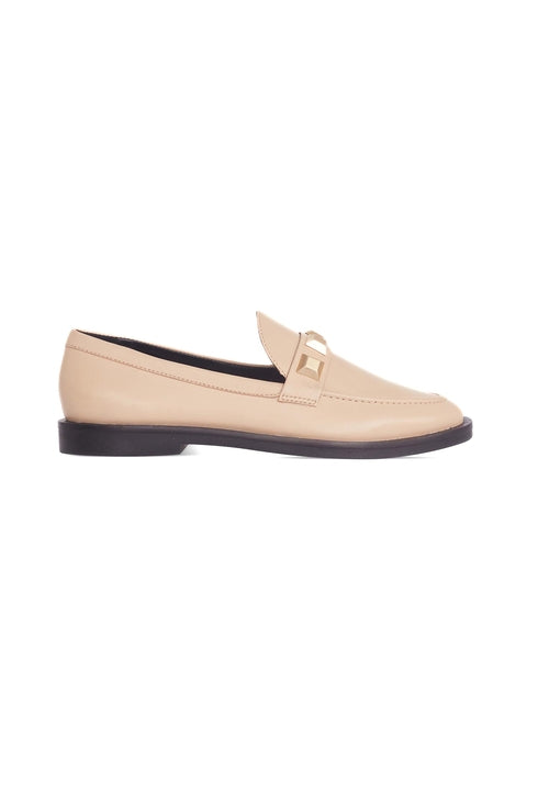 Beige loafer shoe on a white background