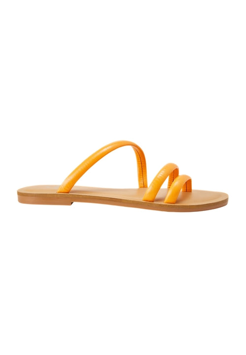 Leather Three-Strap Flat Sandals Minimalist Style