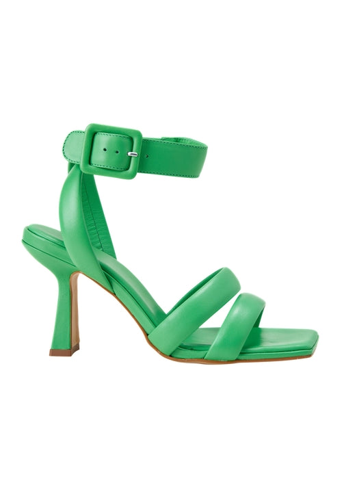 Leather Sculpted Heel Sandals with Strap Detail