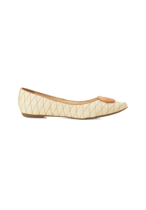 Raffia Ballerina Flats with Textured Detail