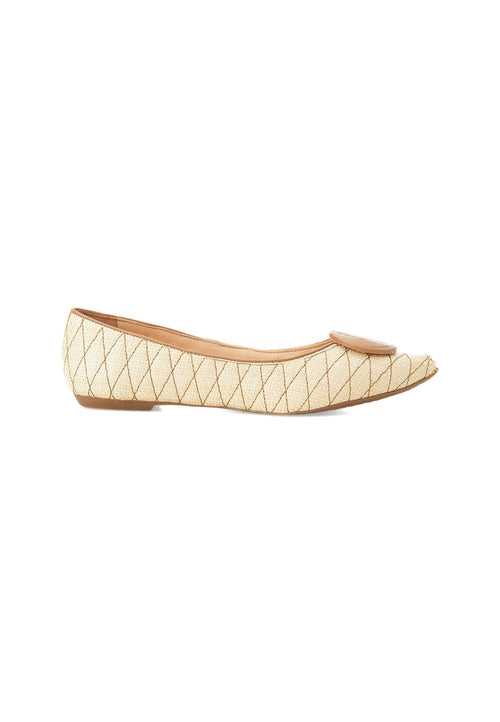 Raffia Ballerina Flats with Textured Detail