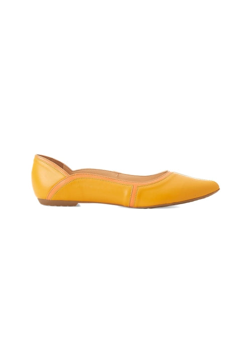 Yellow flat shoe on a white background