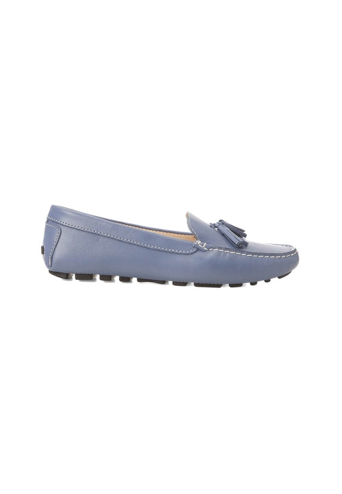 Blue loafer shoe on a white background