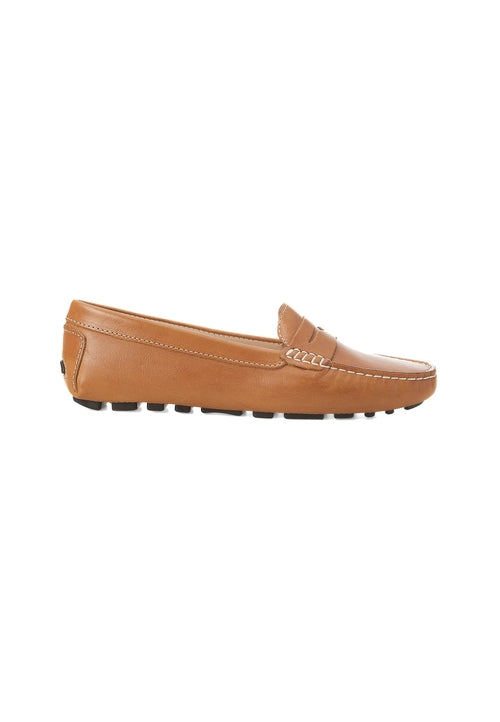 Tan loafer shoe on a white background