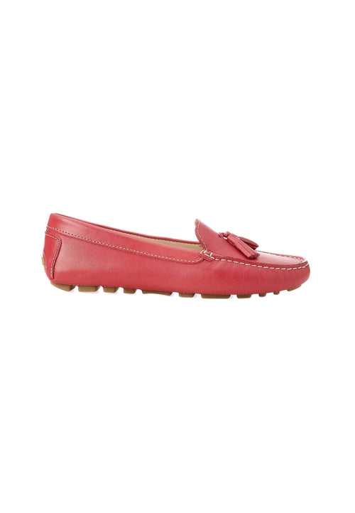 Red loafer shoe on a white background