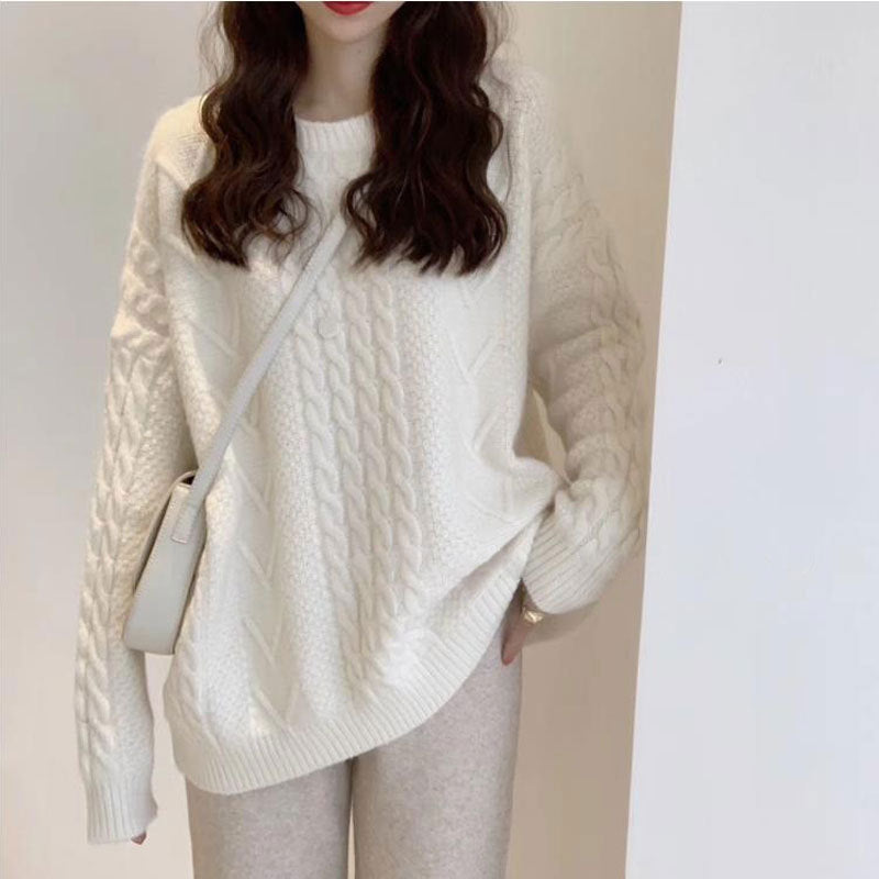 Hemp Flower Knit Sweater - Retro Loose Fit