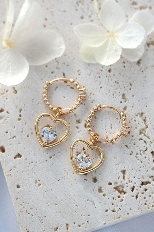 24 Karats Heart Hoop Earrings - Style Queenz