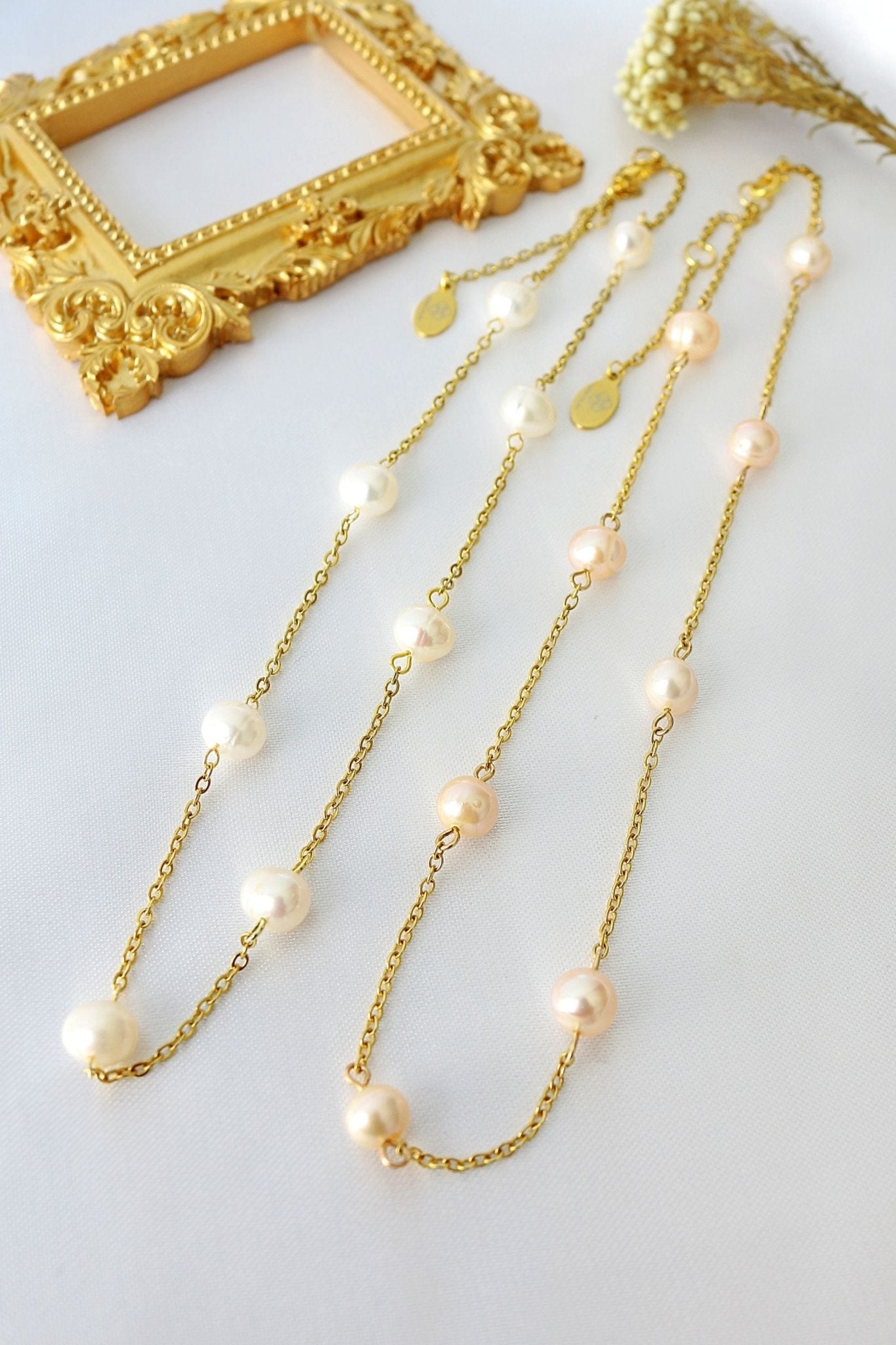 24K Gold Baroque Pearl Choker - Freshwater Pearl Chain Necklace Made in Europe - Style Queenz