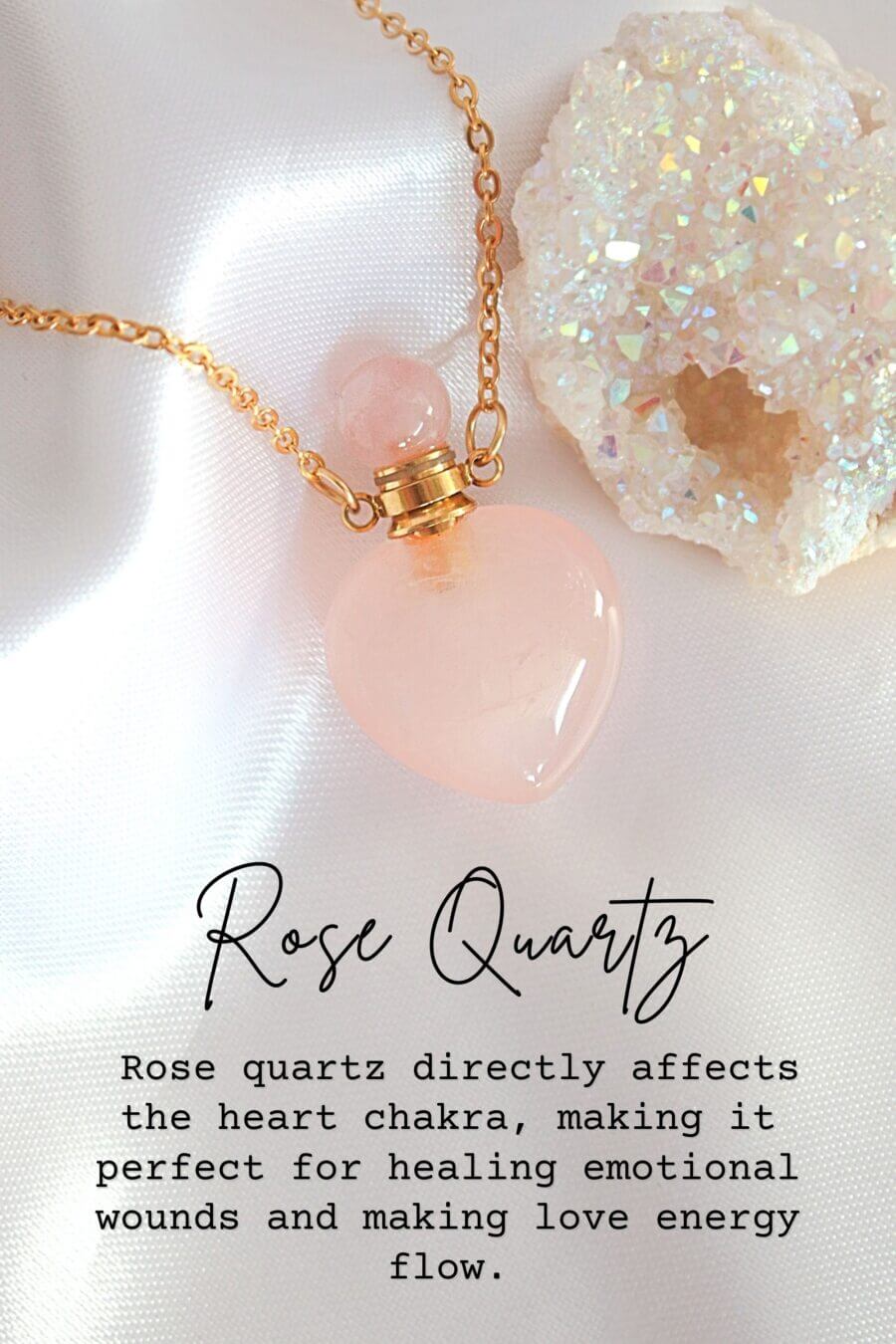 24K Gold Crystal Bottle Necklace - Heart Shaped Natural Healing Crystals Pendant - Style Queenz