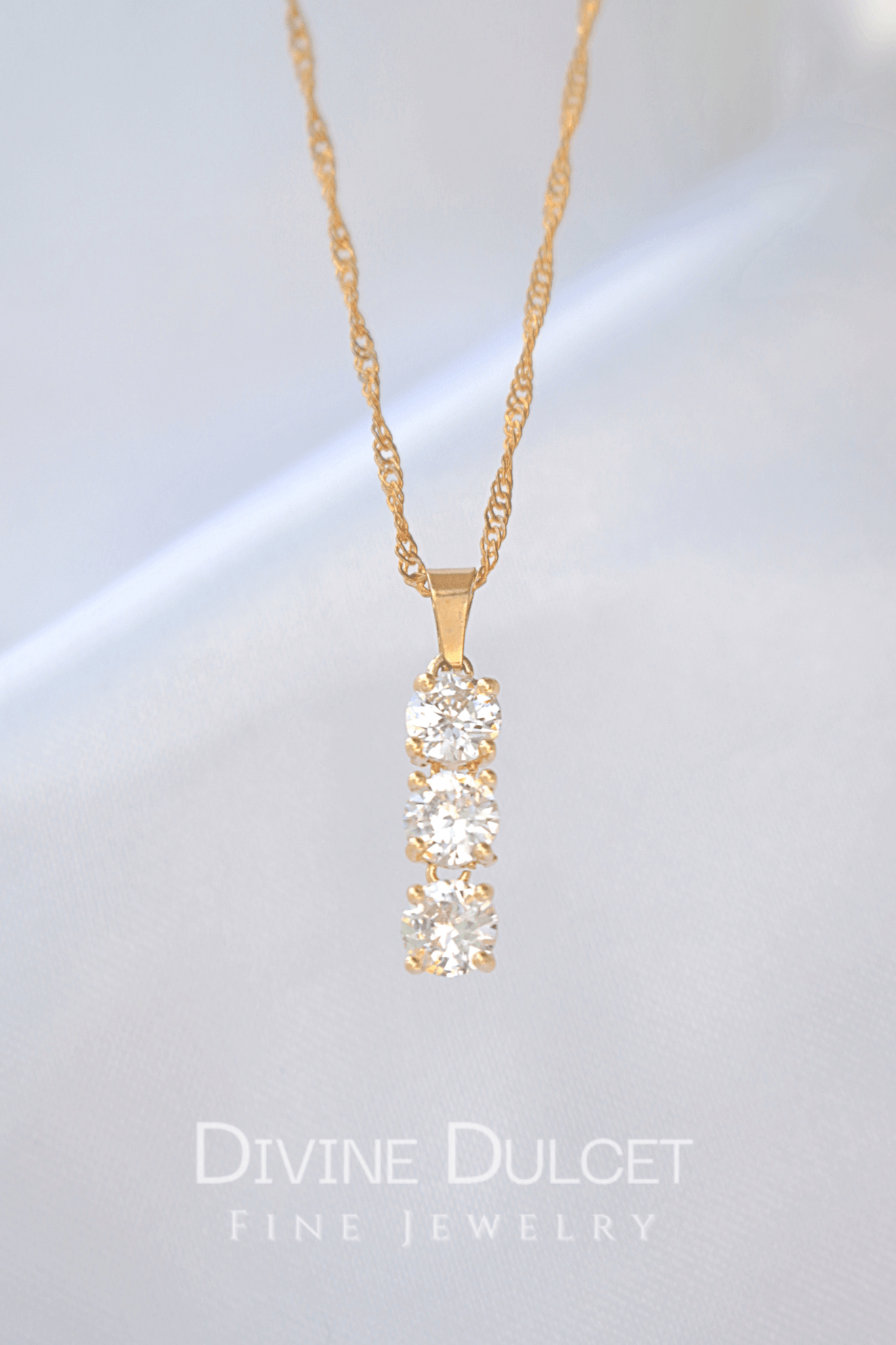 24K Gold CZ Drop Necklace - Cubic Zirconia Pendant with Stainless Steel Chain - Style Queenz