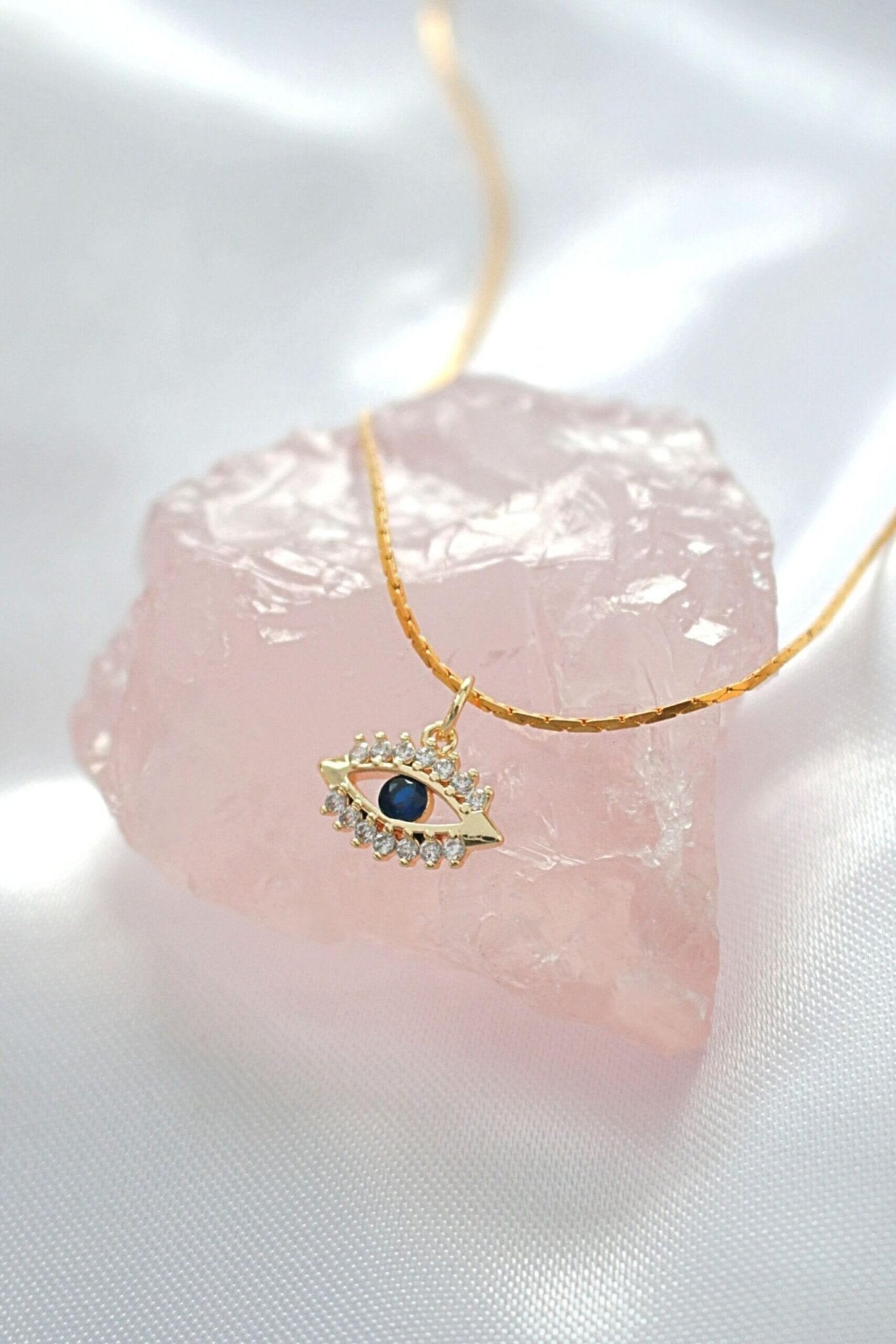 24K Gold Mini Evil Eye Necklace - Handmade Protection Jewelry from Sweden - Style Queenz
