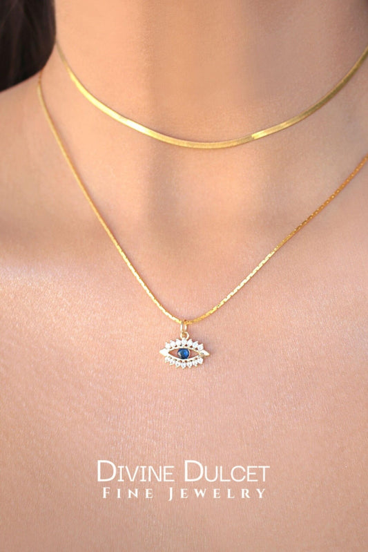 24K Gold Mini Evil Eye Necklace - Handmade Protection Jewelry from Sweden - Style Queenz