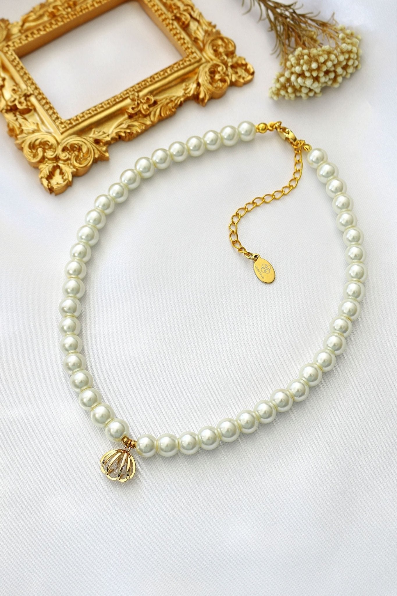 24K Gold Seashell Czech Pearl Choker - Vintage Coastal Necklace Handmade in Europe - Style Queenz