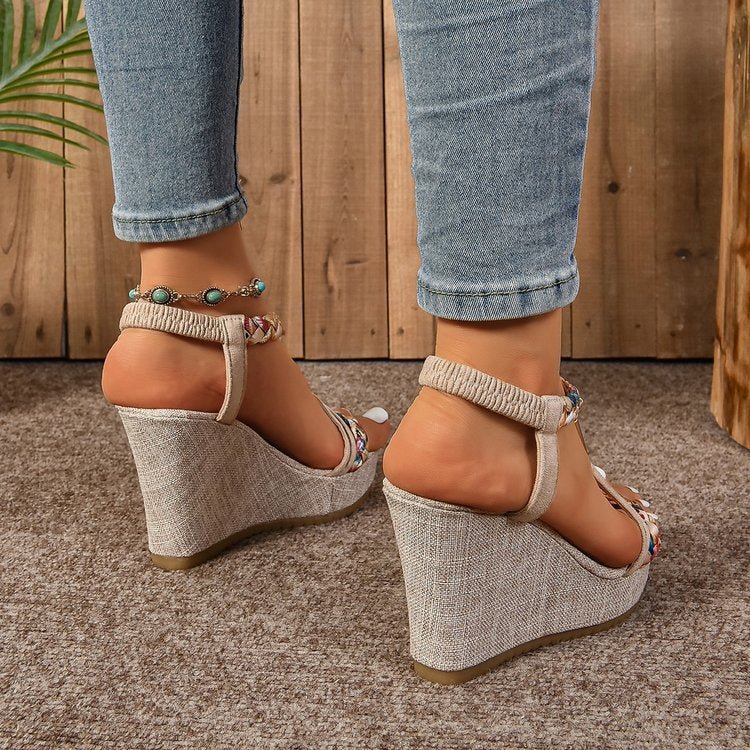 25 Edition Rhinestone Hemp Wedge Sandals - Luxury Designer Footwear - Style Queenz