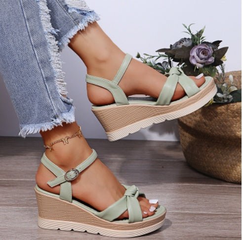 25 Edition White Bow Wedge Heels - Elegant Women's Platform Sandals - Style Queenz