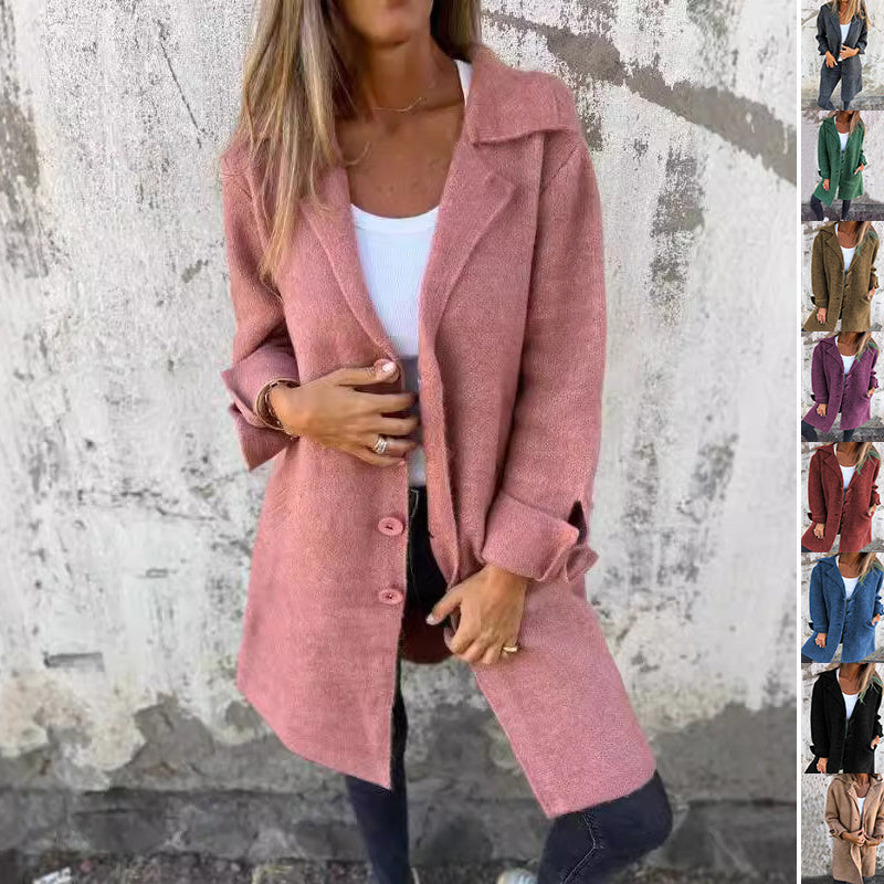 Women's Single Breasted Cardigan Coat with Pockets
