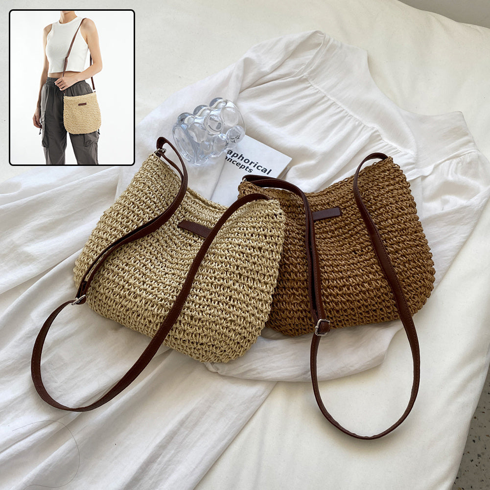 Women's Woven Straw Tote Bag for Beach & Travel