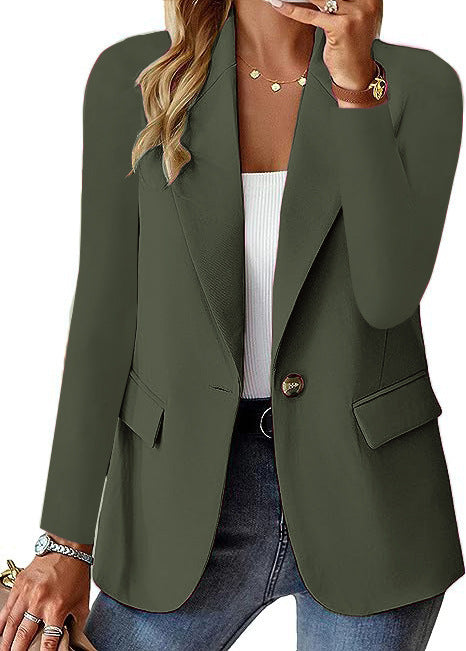 Women's Solid Color Blazer Jacket - Long Sleeve