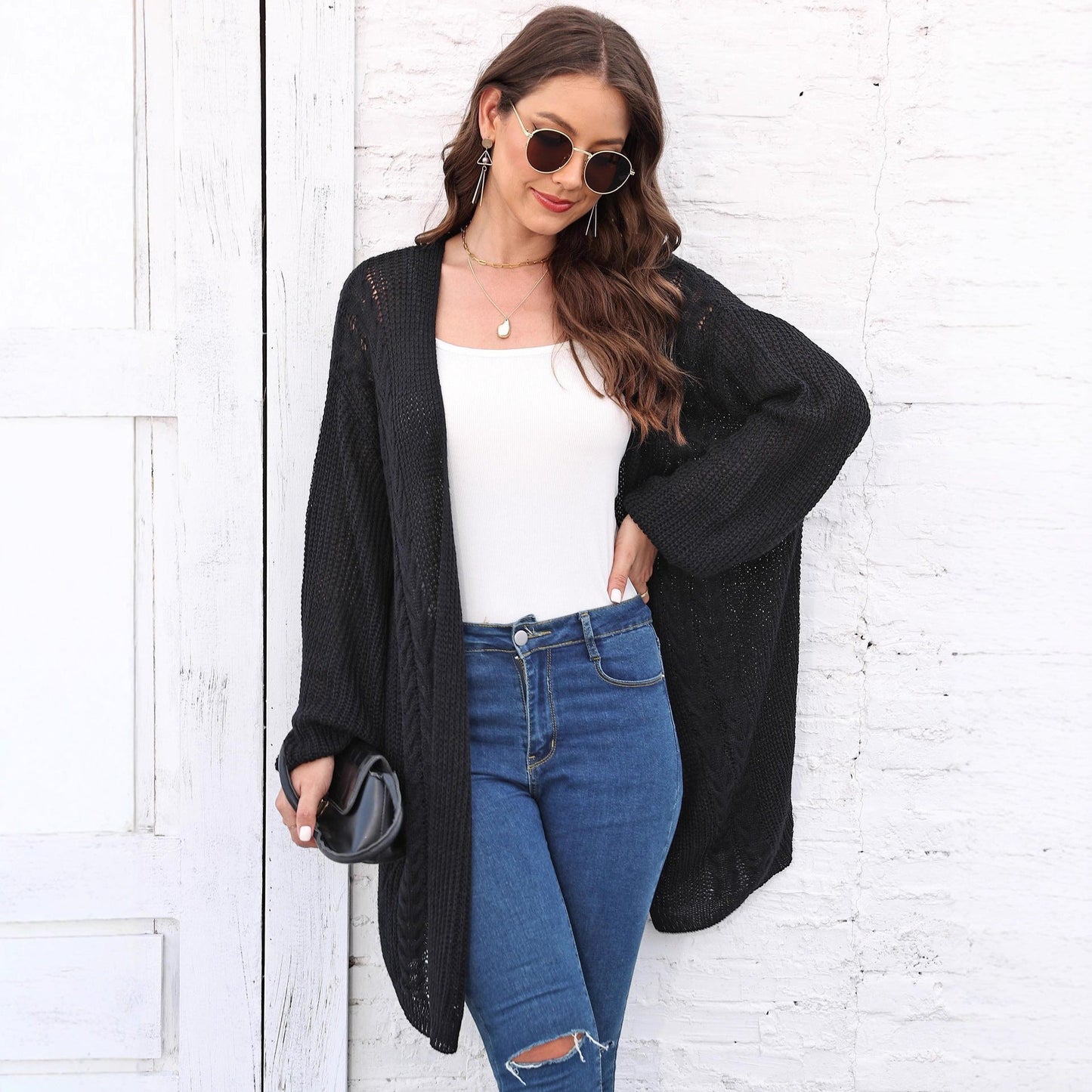 Women's Loose Knit Cardigan Sweater Coat