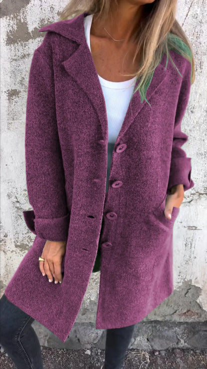 Women's Single Breasted Cardigan Coat with Pockets