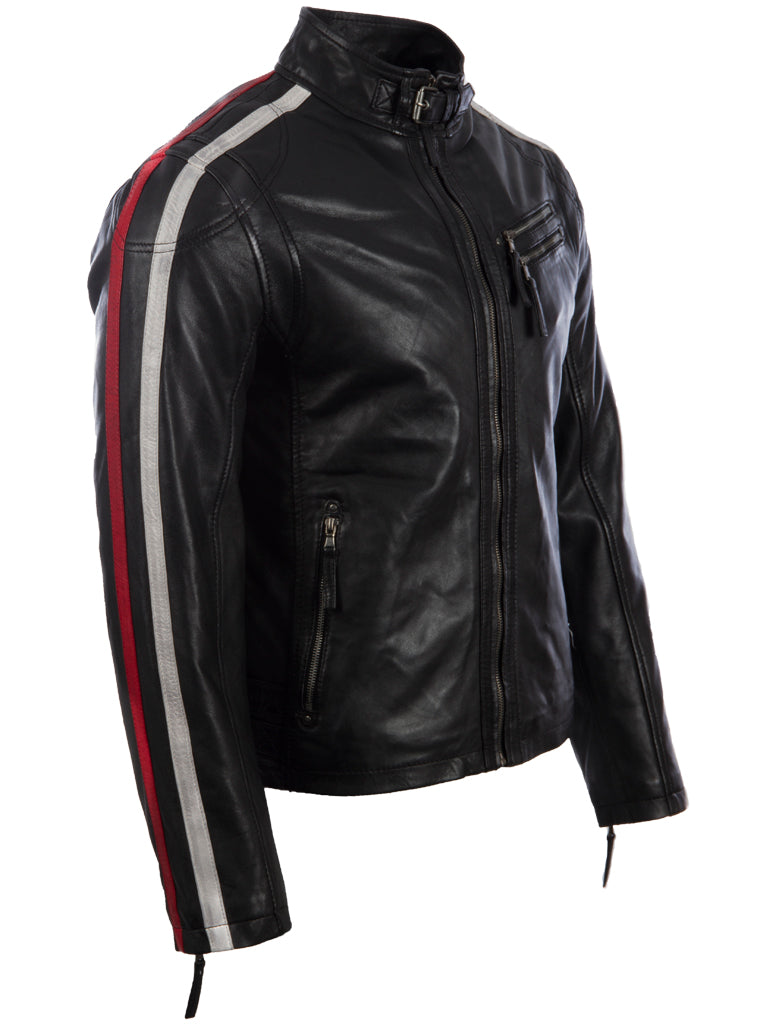 Men's Racing Biker Jacket | Genuine Leather Black