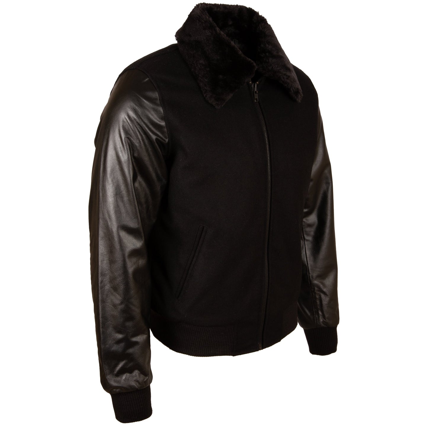 Men's Wool & Leather Varsity Bomber Jacket