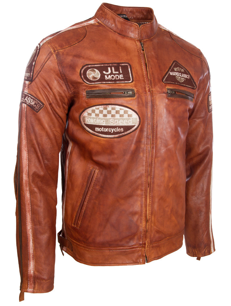 Men's Racing Biker Jacket - Sheepskin Nappa Leather