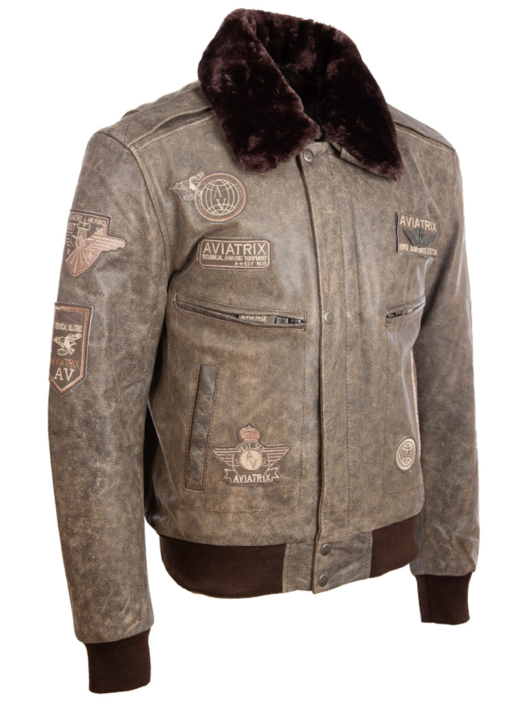 Men's Desert Tan Leather Air Force Bomber Jacket