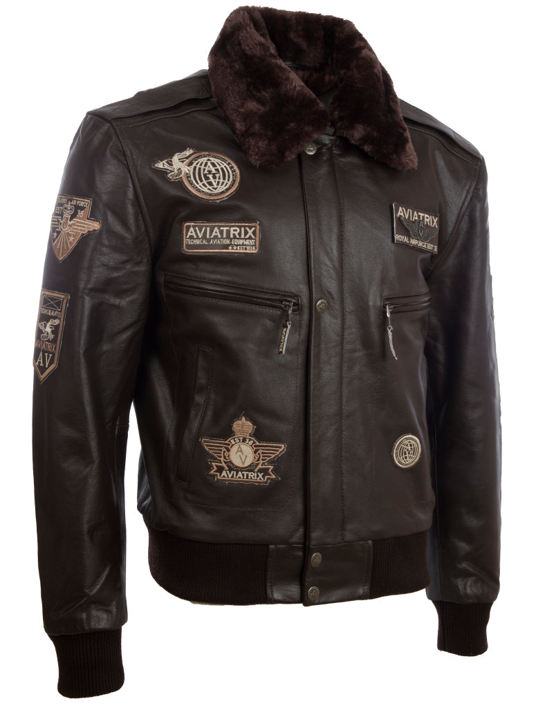 Men's Brown Leather Air Force Bomber Jacket