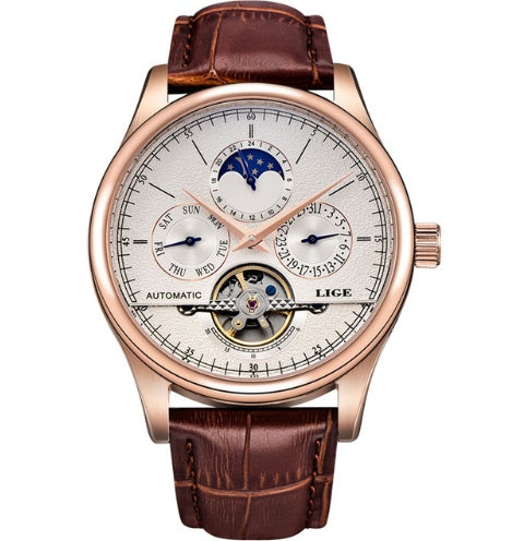 Men's Mechanical Business Watch - Leather Strap